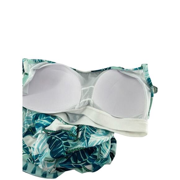 Swimsuits For All Plus Size Lightweight Blouson Tankini Top Size 16 Teal Ropes - Picture 2 of 5